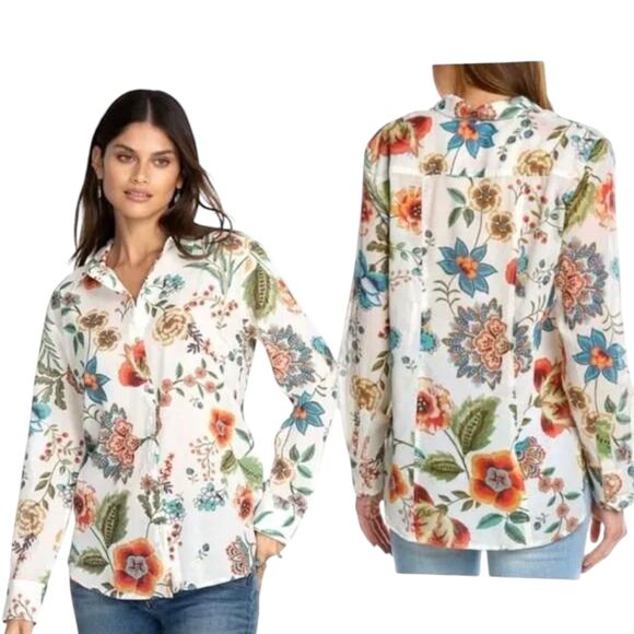 Johnny Was Size Small Ardell Long Sleeve Button Up Shirt Gauzy Oversized Floral - Picture 4 of 15